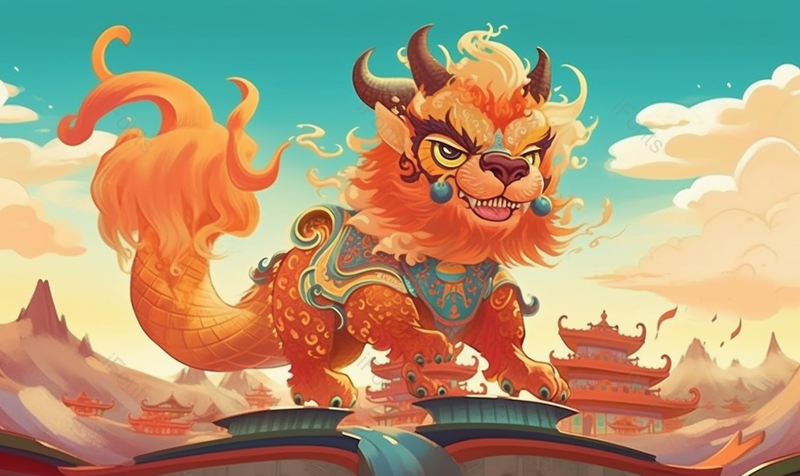 中国新年节日习俗年兽麒麟,插画/手绘图,插画/手绘图库,插画/手绘图下载,插画/手绘